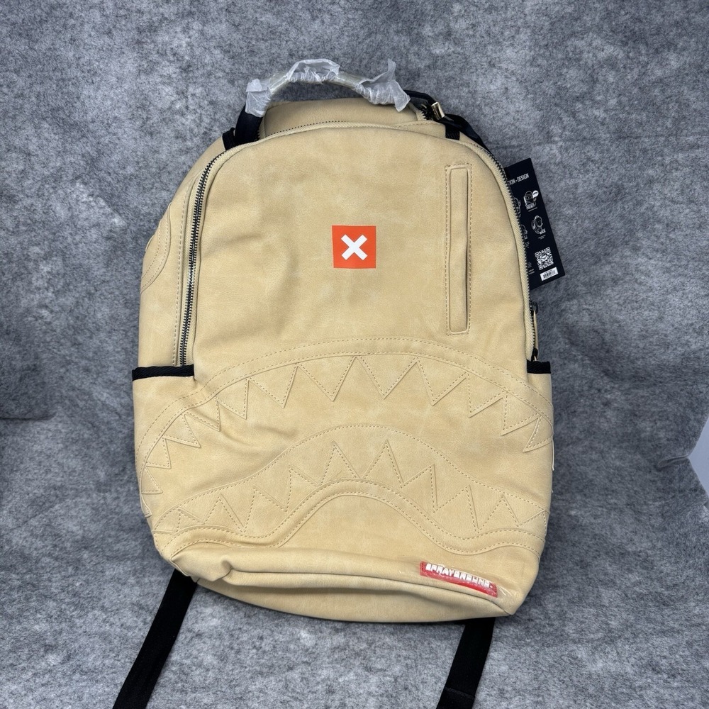 SPRAYGROUND Timber Shark Backpack Limited Edition Rare Beige Faux Suede